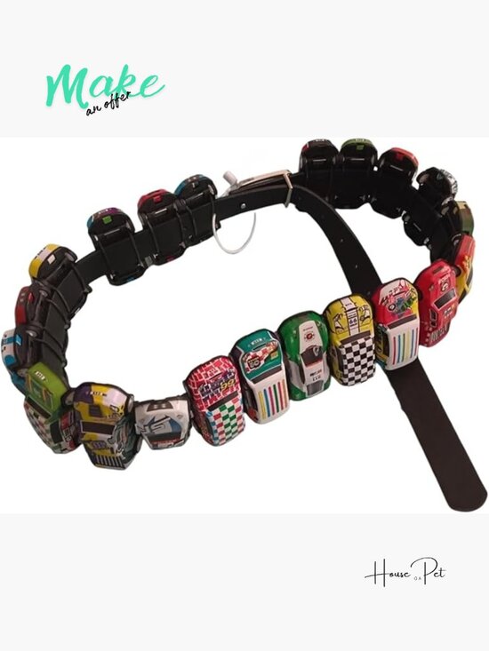 Adjustable Polyester Belt with Toy Car Design for Goth Streetwear
